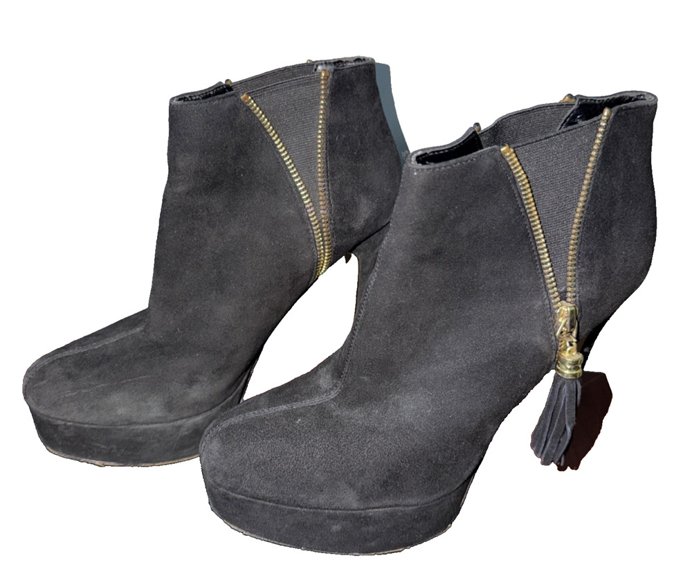Bebe Black Suede Platform Ankle Booties Size 8